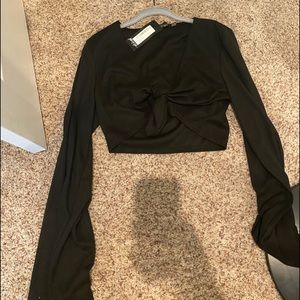 Really Don’t Flare Ribbed Tie Top